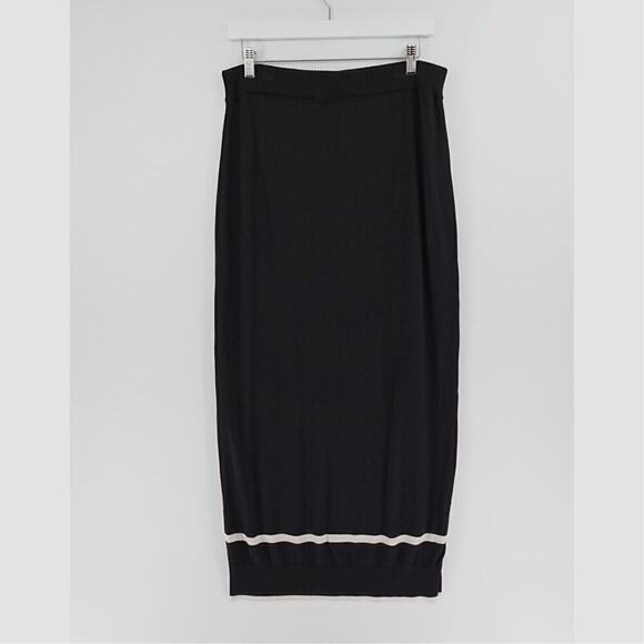 PLANET by Lauren G Pima Cotton Borderline Skirt 2 Black Mod Minimalist Timeless - Picture 8 of 16